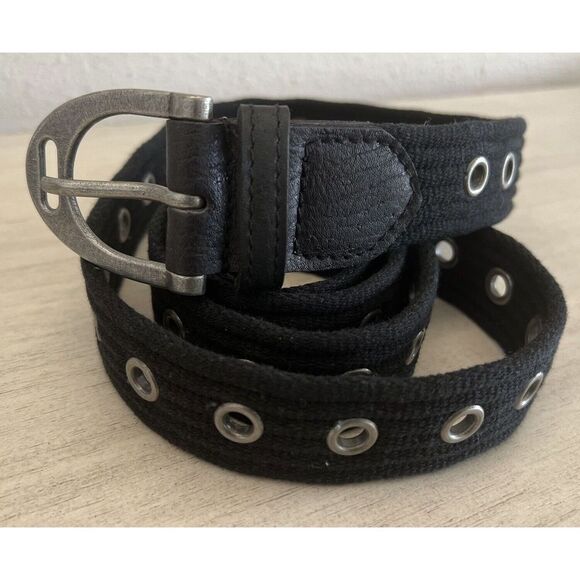 Free People Womens Sz M/L Black Belt Canvas Leather NEW - Picture 5 of 8